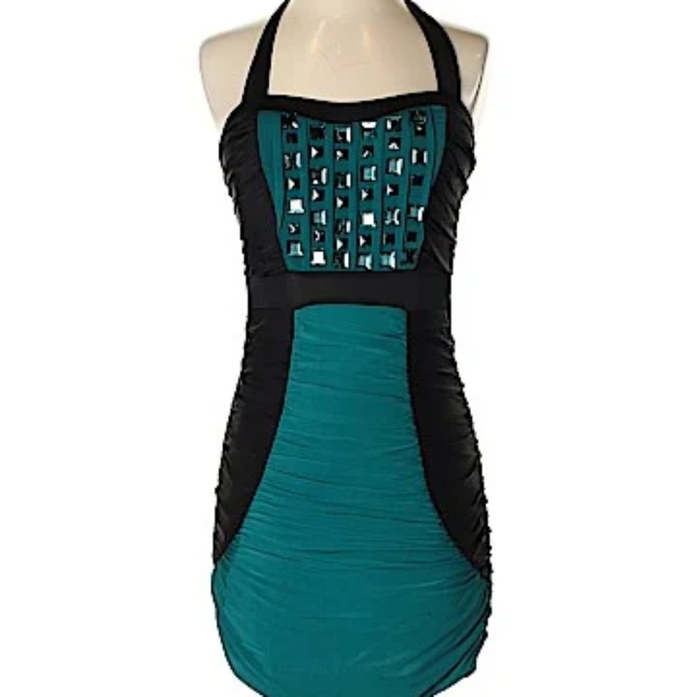 Bodycon Colorblocked Embellished Dress